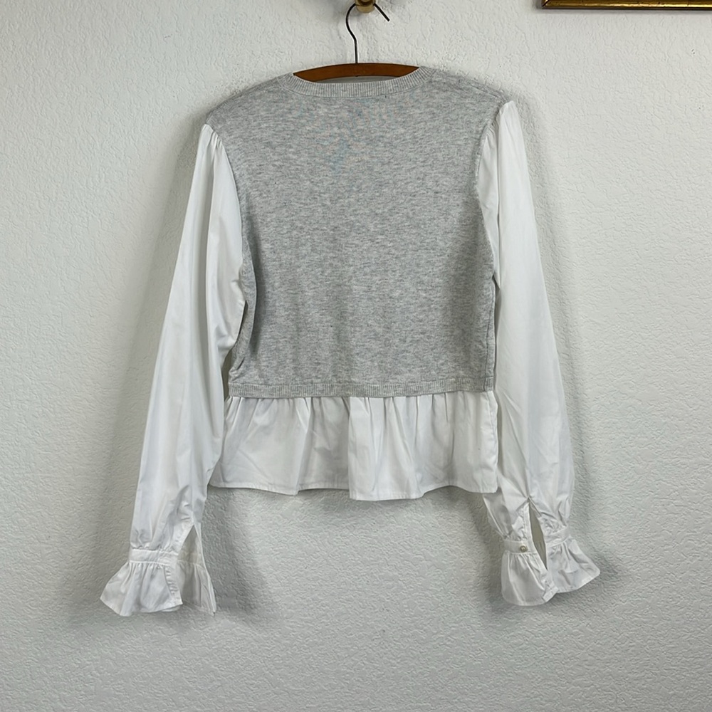 French Connection Gray and White Layered Sweater - Picture 7 of 11